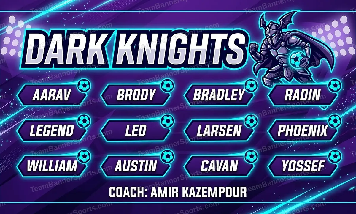 Dark Knights soccer team banner created with AI
