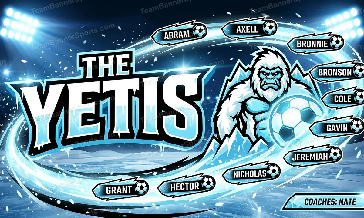 The Yetis soccer team banner created with AI