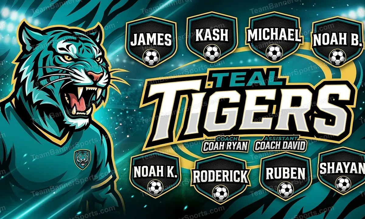 Teal Tigers soccer team banner created with AI