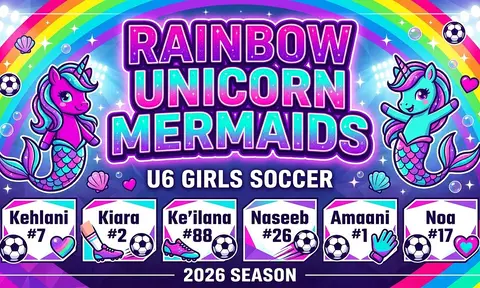 Rainbow Unicorn Mermaids Soccer AI image template
