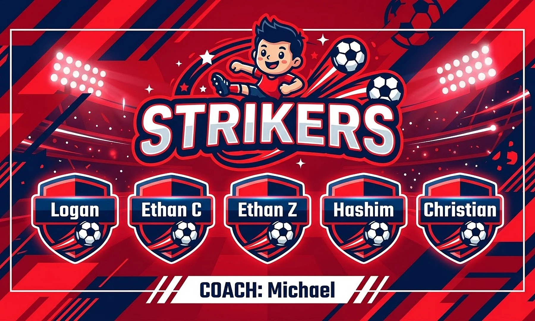 Strikers soccer team banner created with AI
