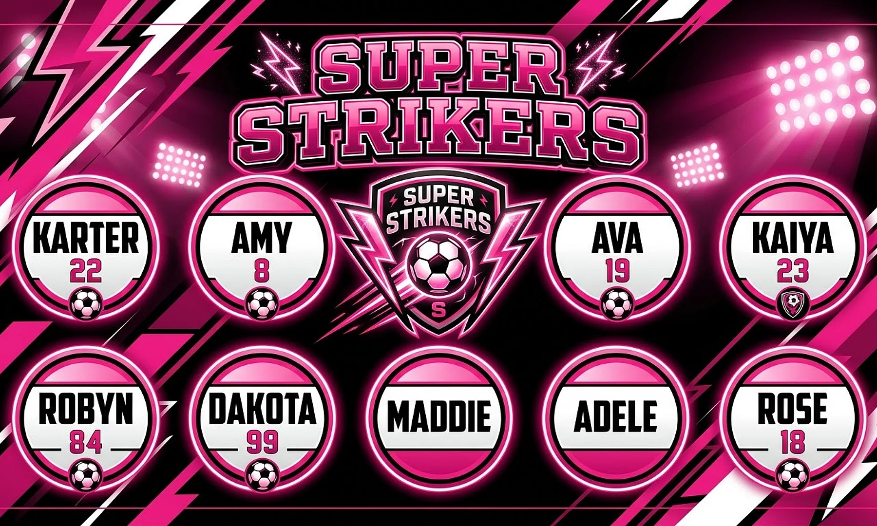 Super Strikers soccer team banner created with AI