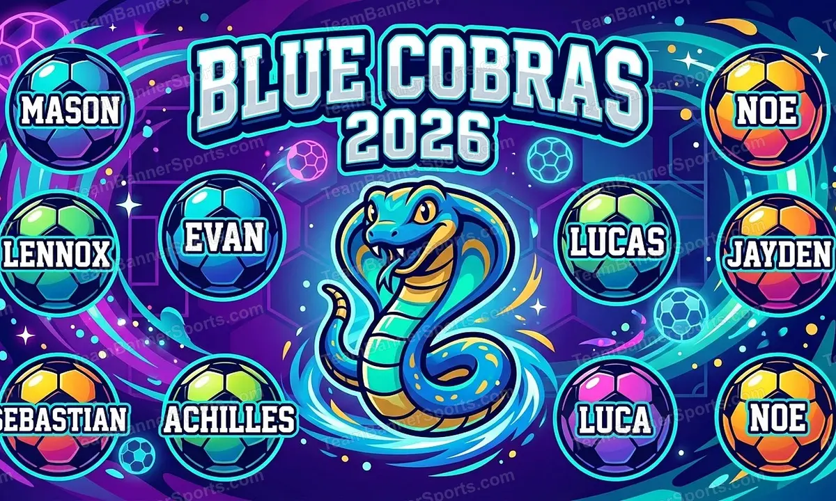 Blue Cobras soccer team banner created with AI