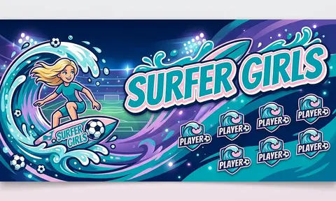 Surfer Girls Soccer AI image template