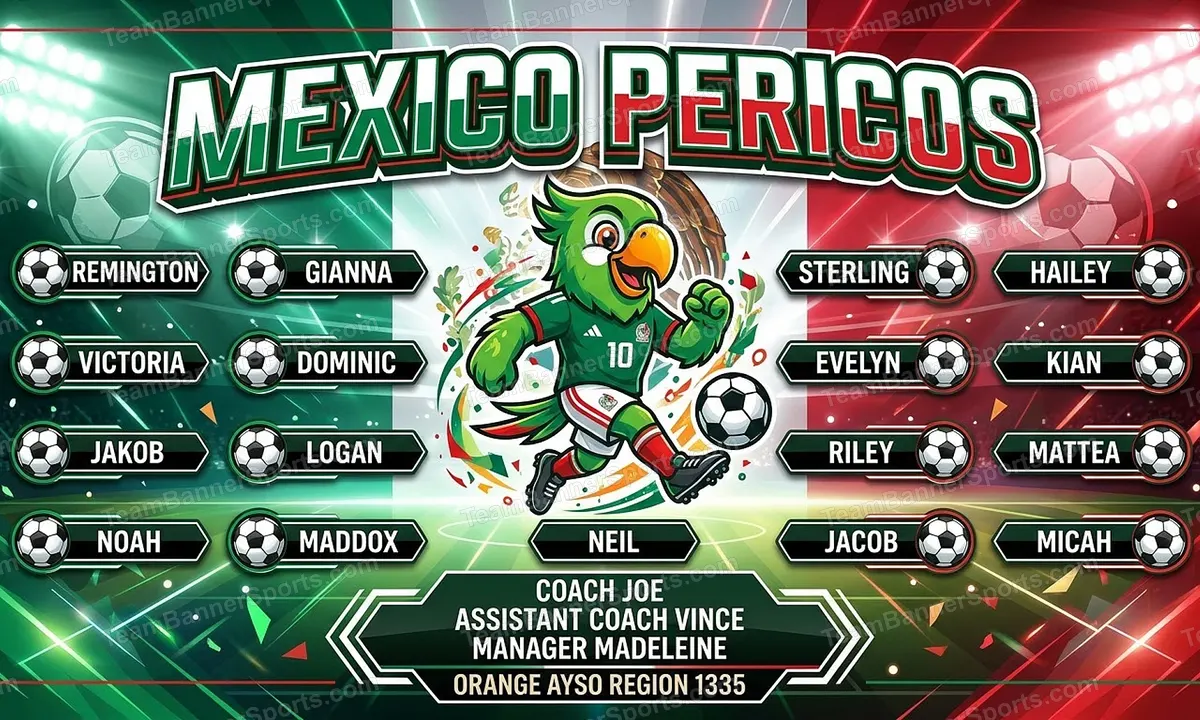 Mexico Pericos soccer team banner created with AI