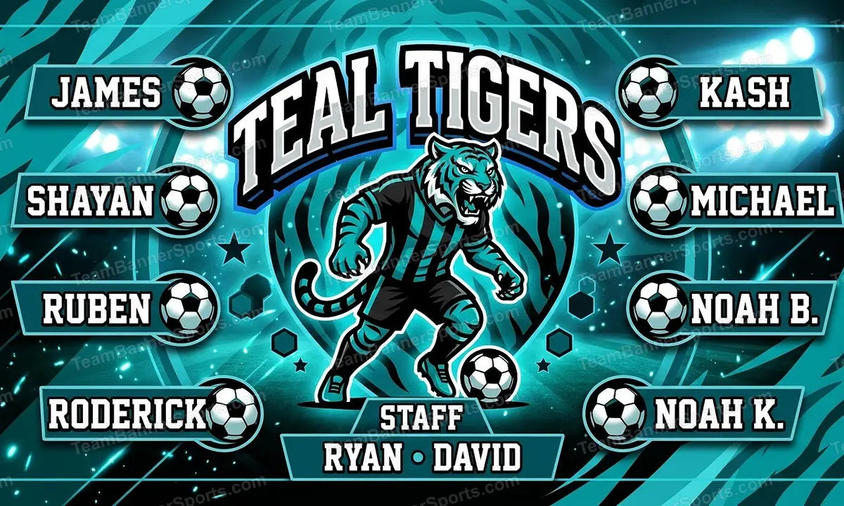Teal Tigers soccer team banner created with AI