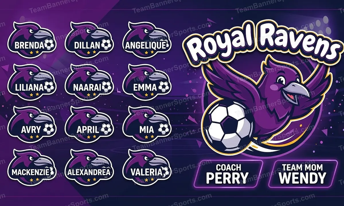 Royal Ravens soccer team banner created with AI