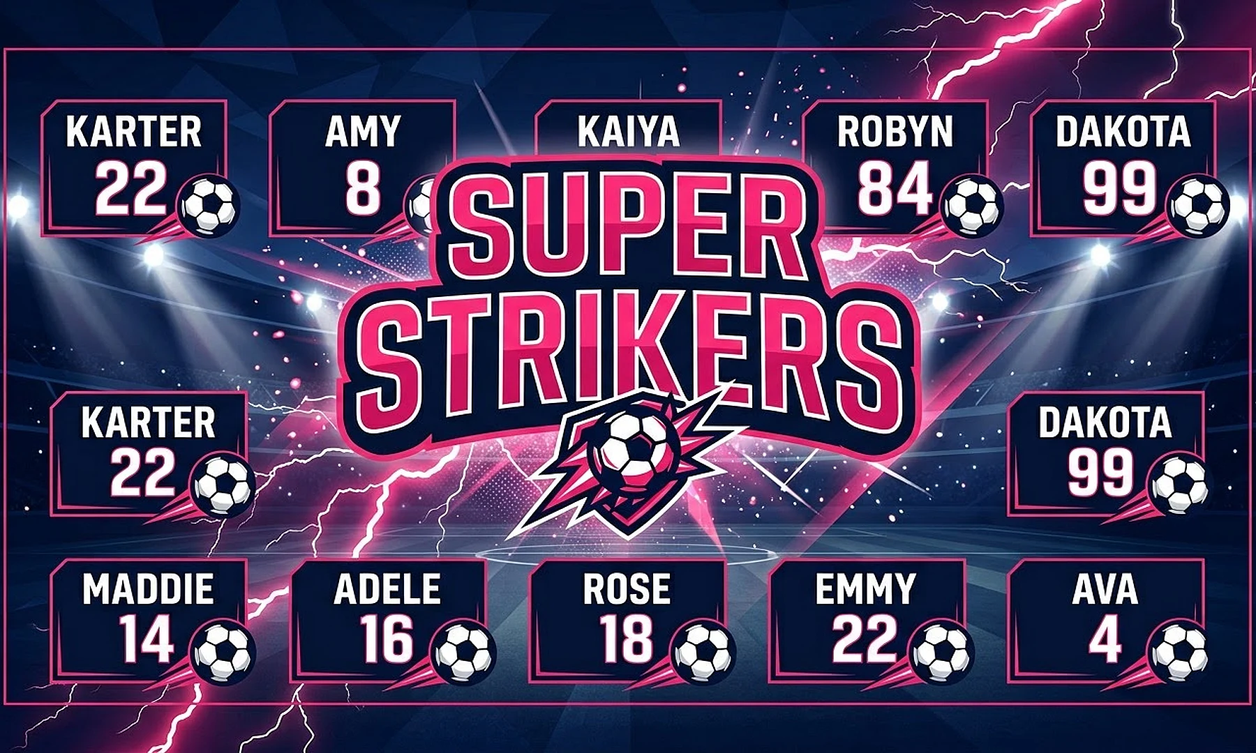 Super Strikers soccer team banner created with AI