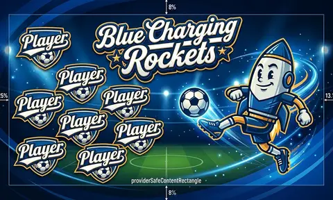 Blue Charging Rockets Soccer AI image template