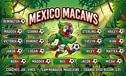 Mexico Macaws Soccer AI image template