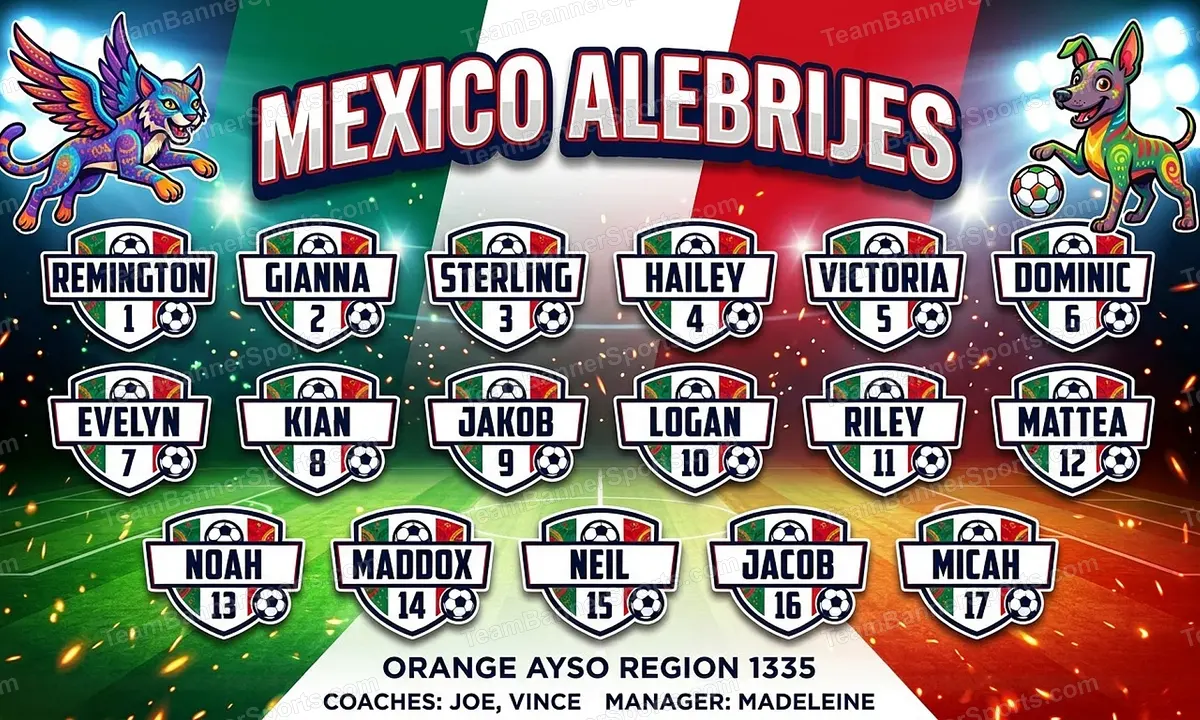 Mexico Alebrijes soccer team banner created with AI