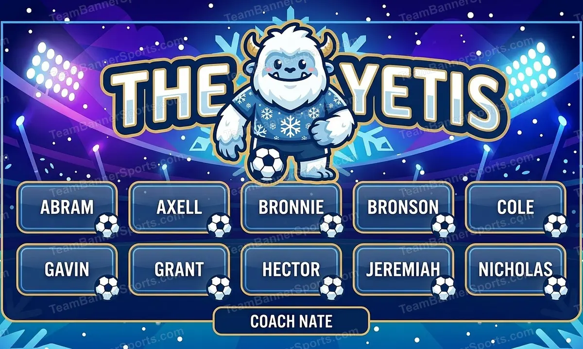 The Yetis soccer team banner created with AI