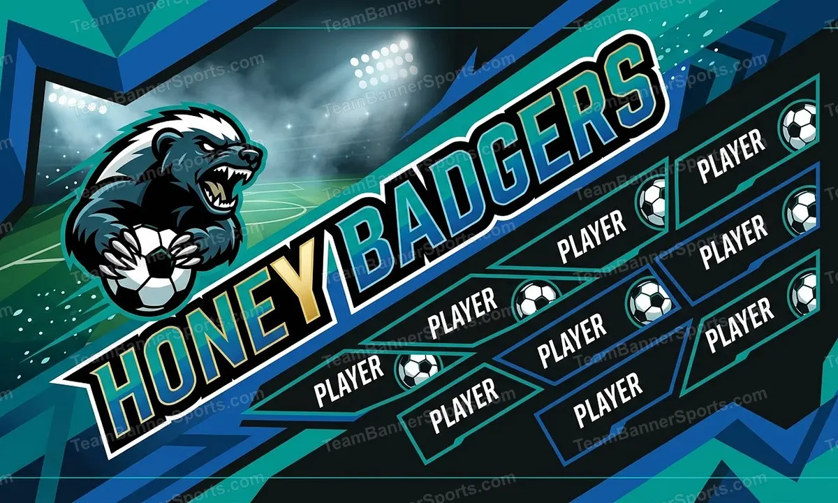 Honey Badgers soccer team banner created with AI