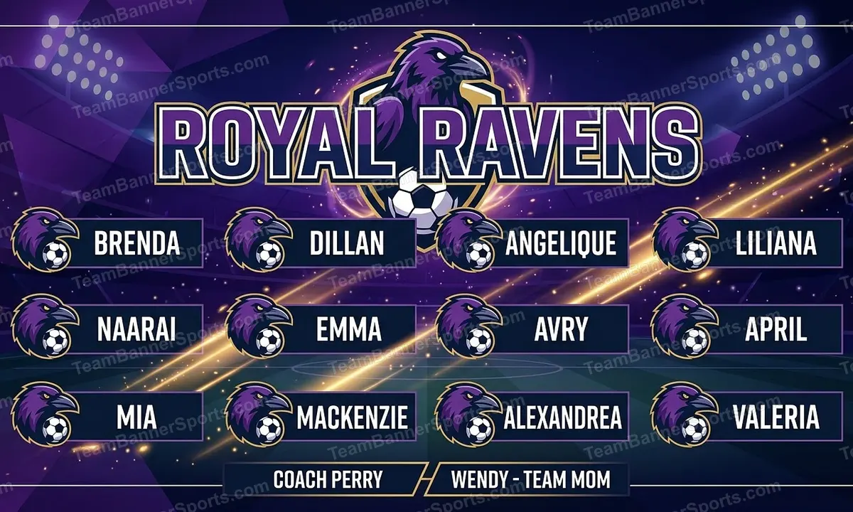 Royal Ravens soccer team banner created with AI