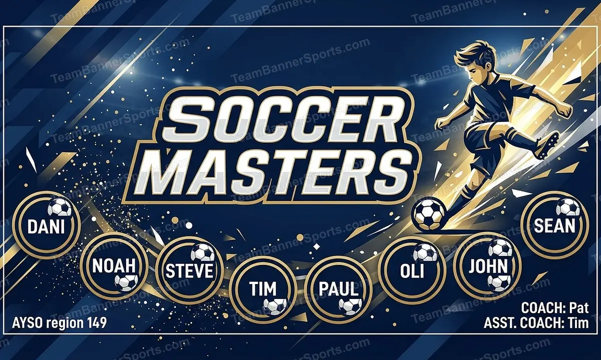 Soccer Masters soccer team banner created with AI