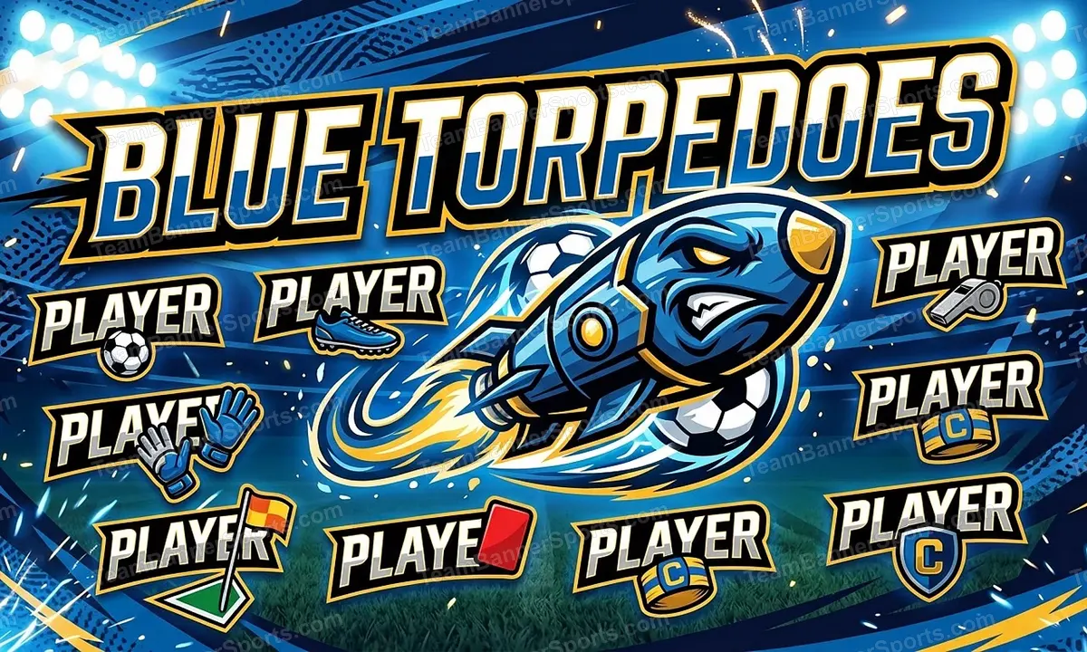 Blue Torpedoes soccer team banner created with AI