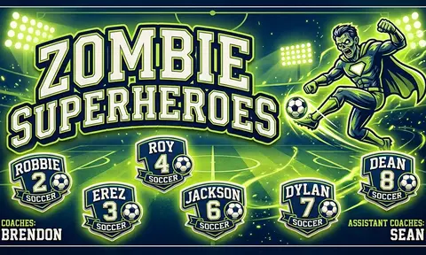 Zombie Superheroes Soccer AI image template