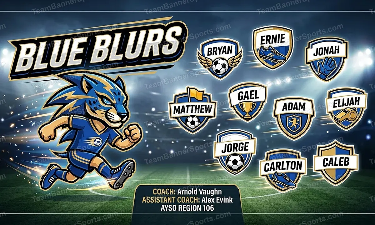 Blue Blurs soccer team banner created with AI