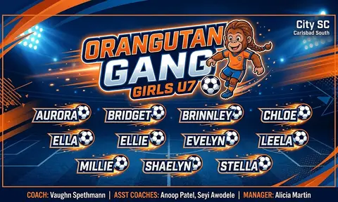 Orangutan Gang Girls U7 Soccer AI image template