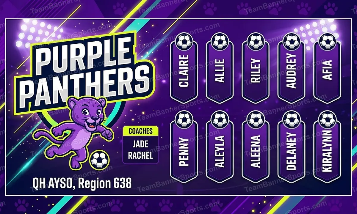 Purple Panthers soccer team banner created with AI