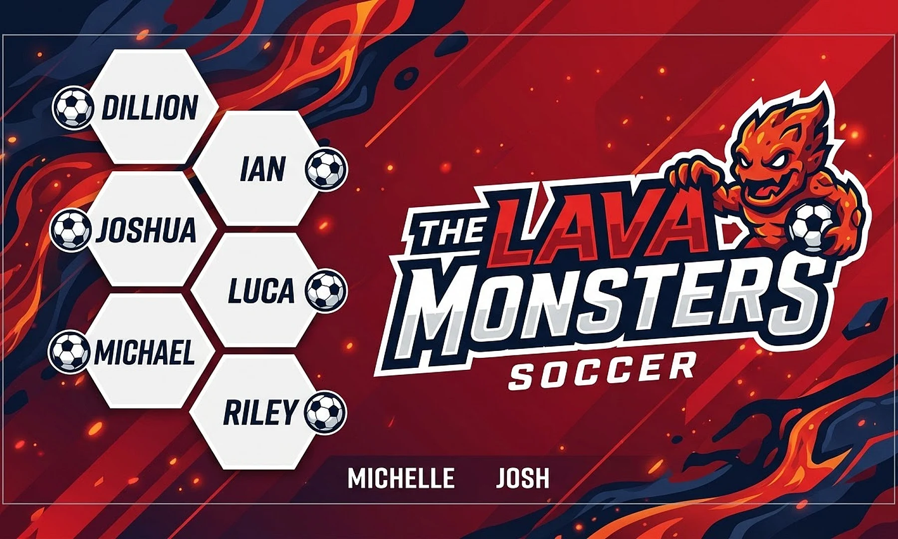 The Lava Monsters soccer team banner created with AI