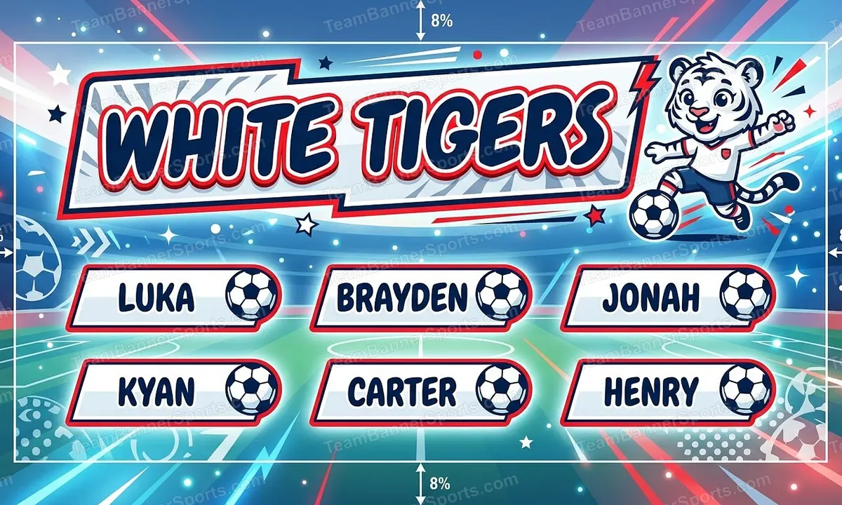 White Tigers soccer team banner created with AI