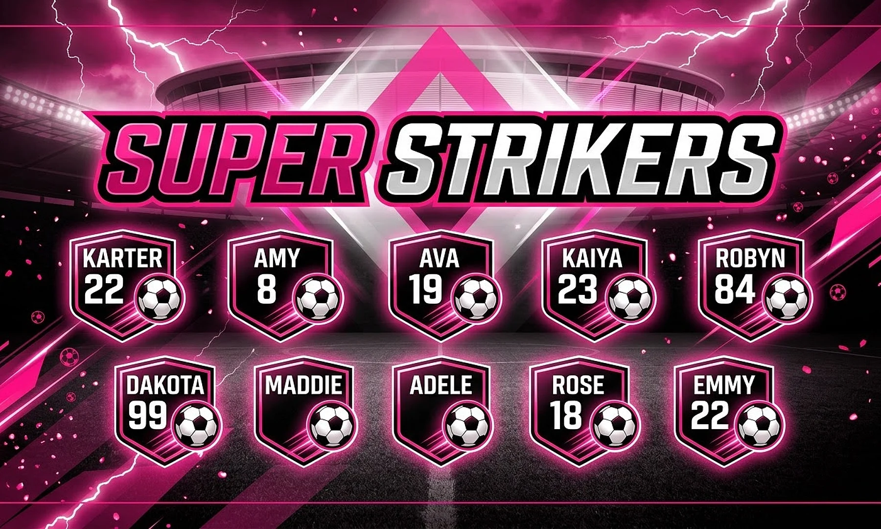 Super Strikers soccer team banner created with AI