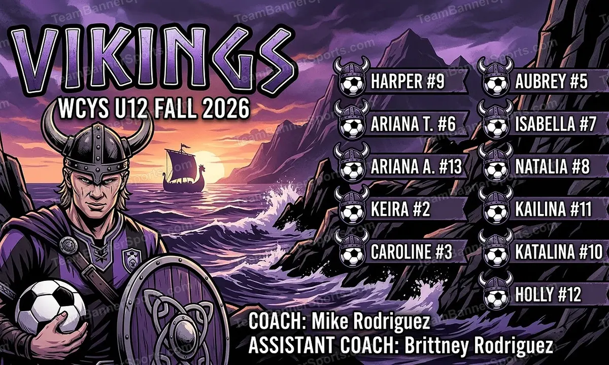 Vikings soccer team banner created with AI