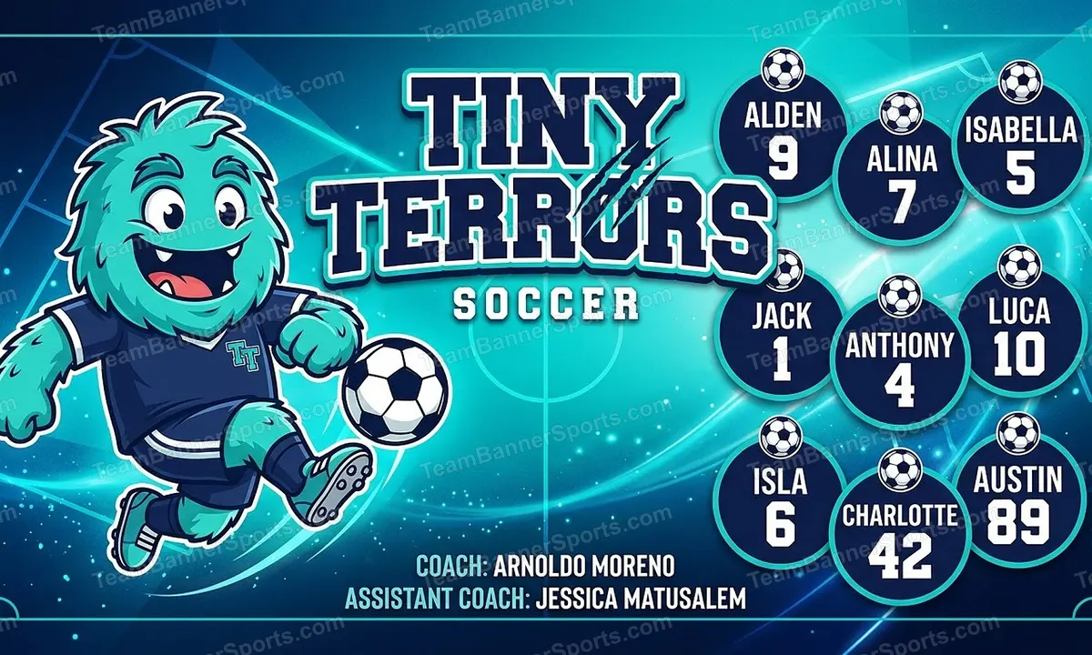 Tiny Terrors soccer team banner created with AI