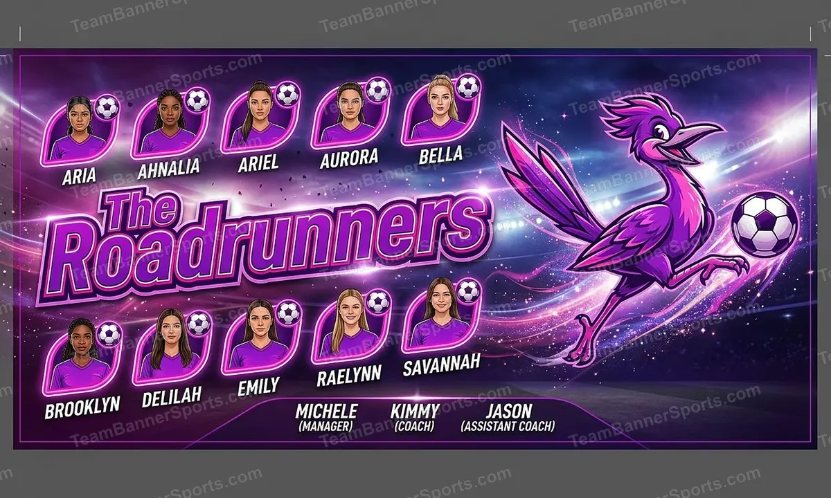 The Roadrunners soccer team banner created with AI