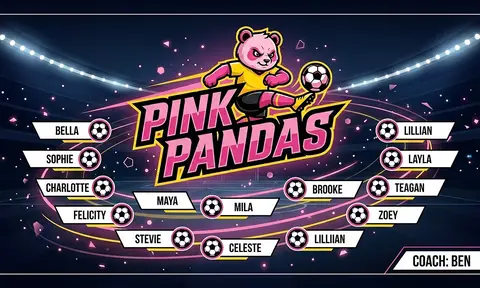 Pink Pandas Soccer AI image template