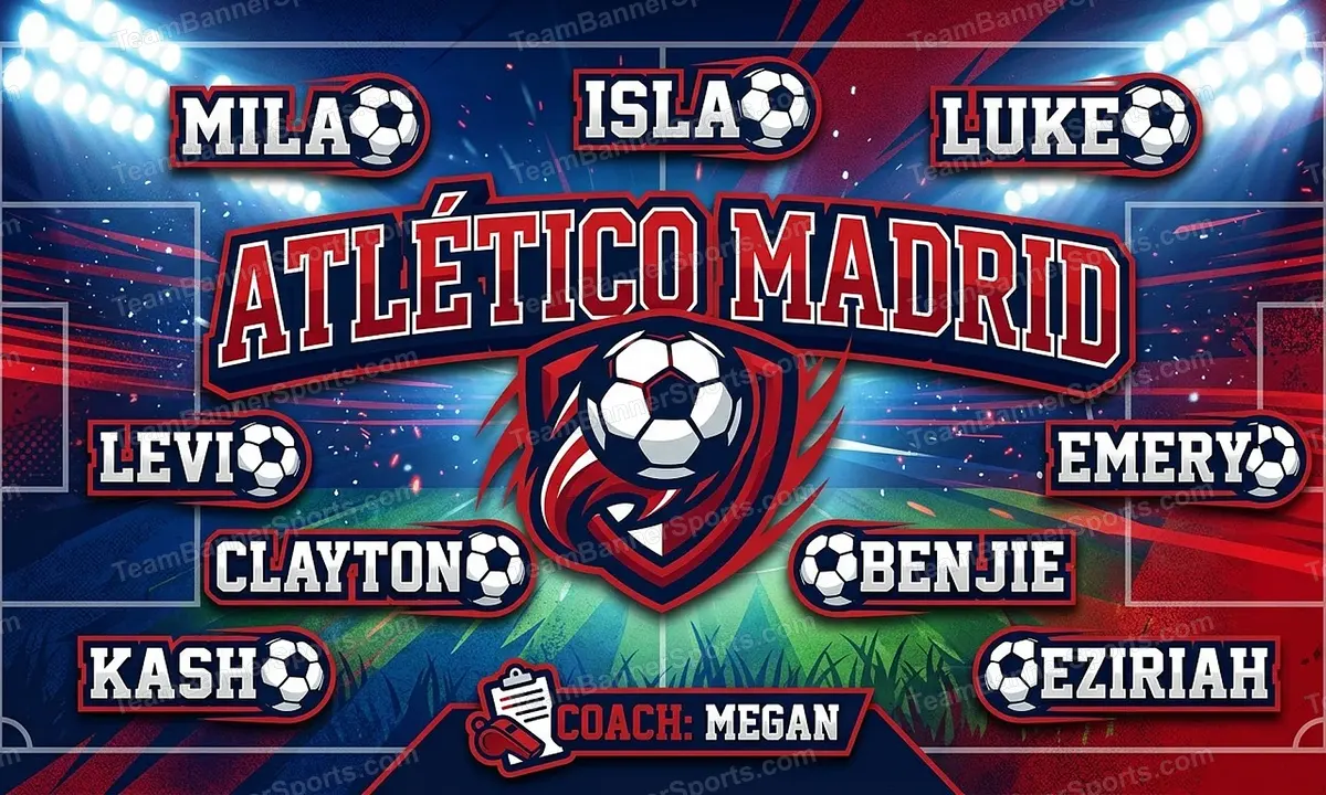 Atlético Madrid soccer team banner created with AI