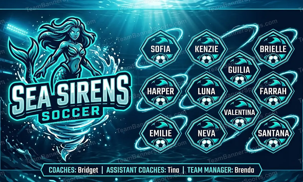 Sea Sirens soccer team banner created with AI