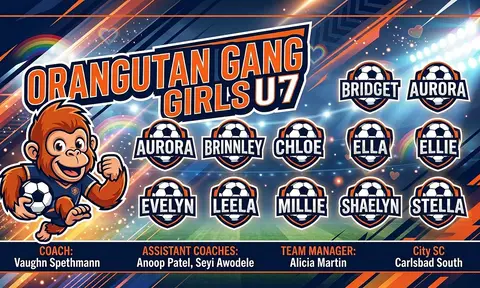 Orangutan Gang Girls U7 Soccer AI image template