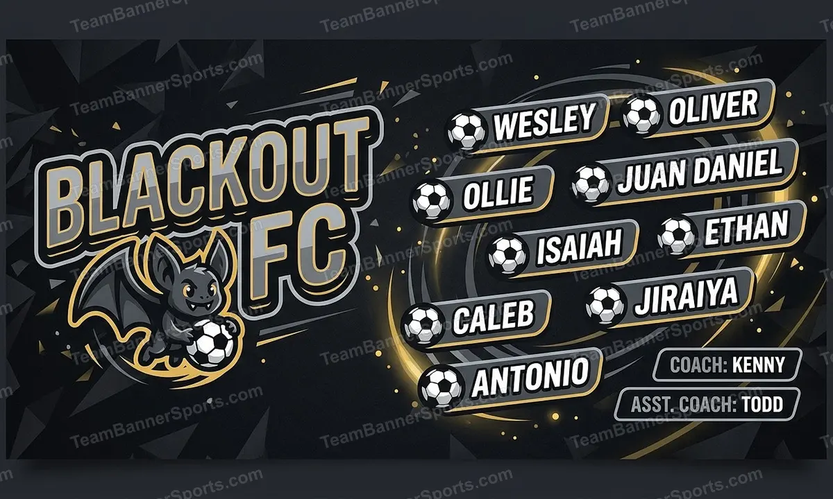 Blackout FC soccer team banner created with AI