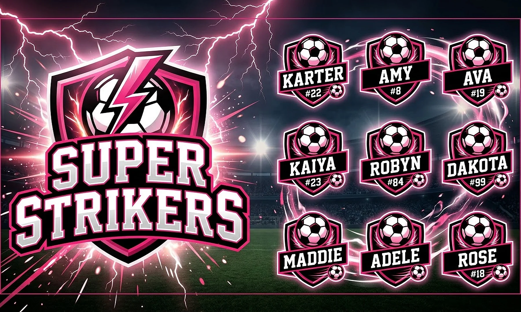 Super Strikers soccer team banner created with AI