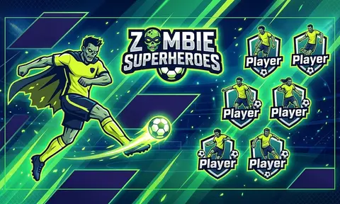 Zombie Superheroes Soccer AI image template