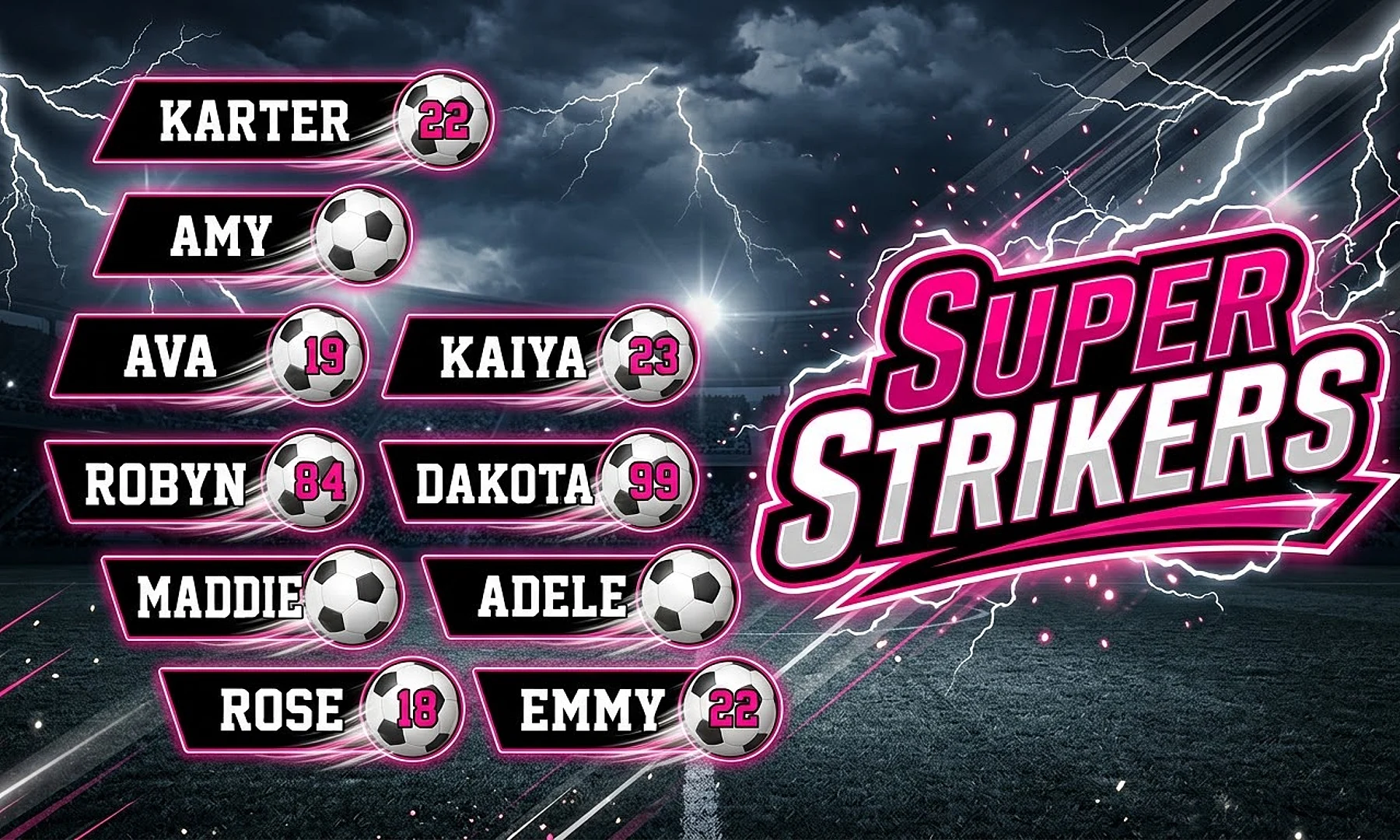 Super Strikers soccer team banner created with AI