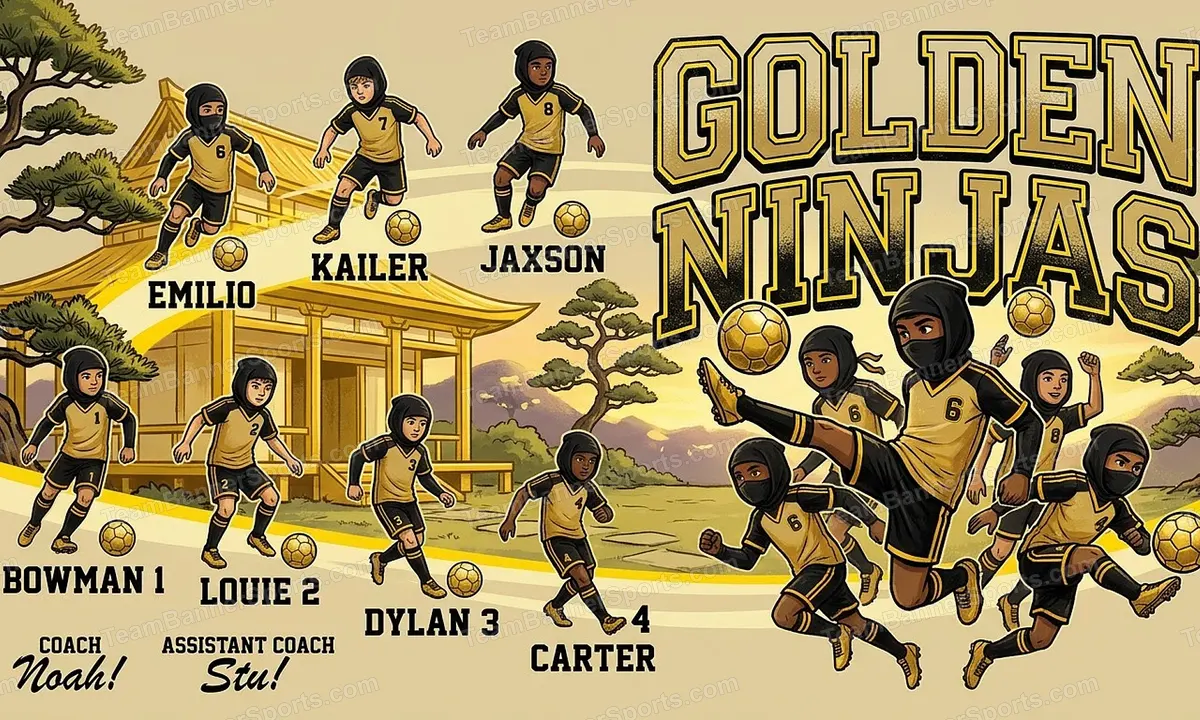 Golden Ninjas soccer team banner created with AI