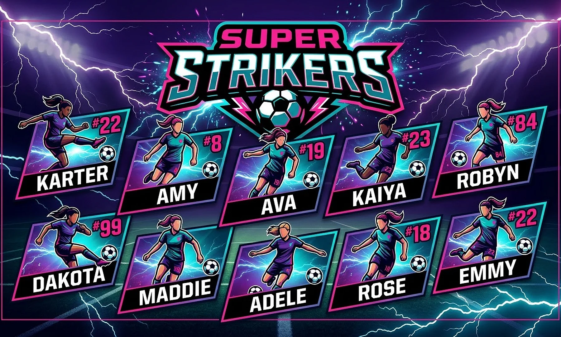 Super Strikers soccer team banner created with AI