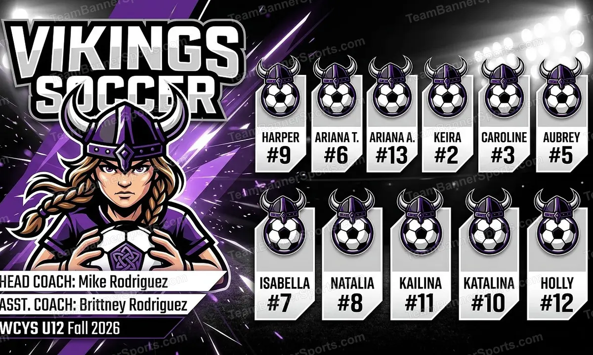 Vikings soccer team banner created with AI