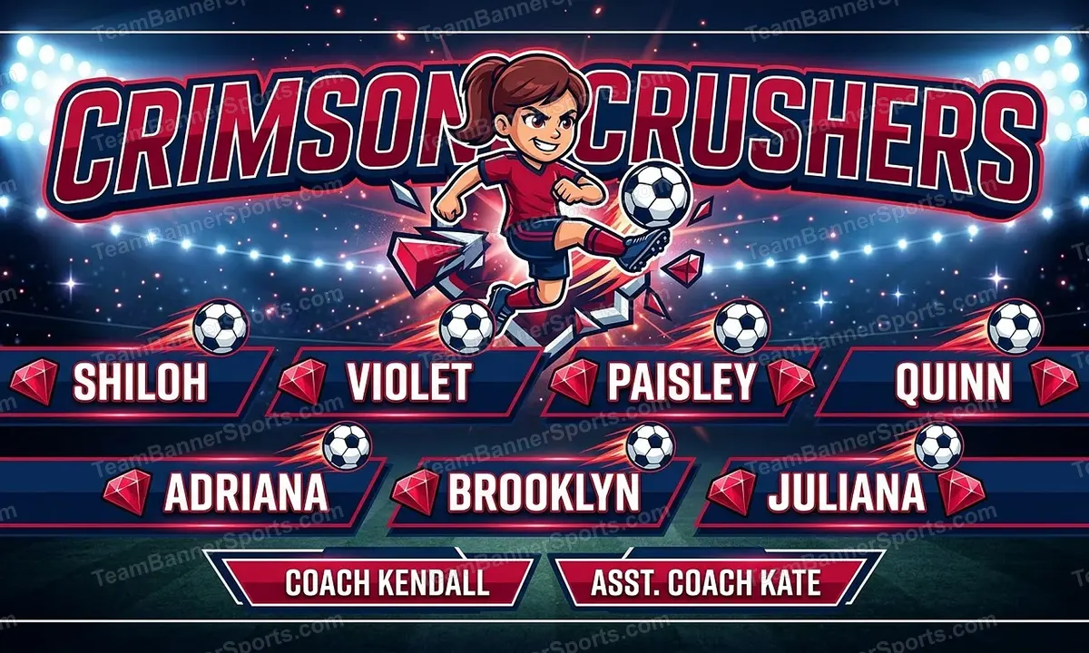 Crimson crushers soccer team banner created with AI