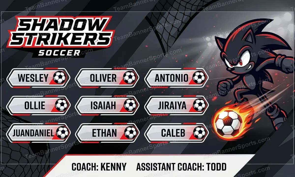 Shadow Strikers soccer team banner created with AI