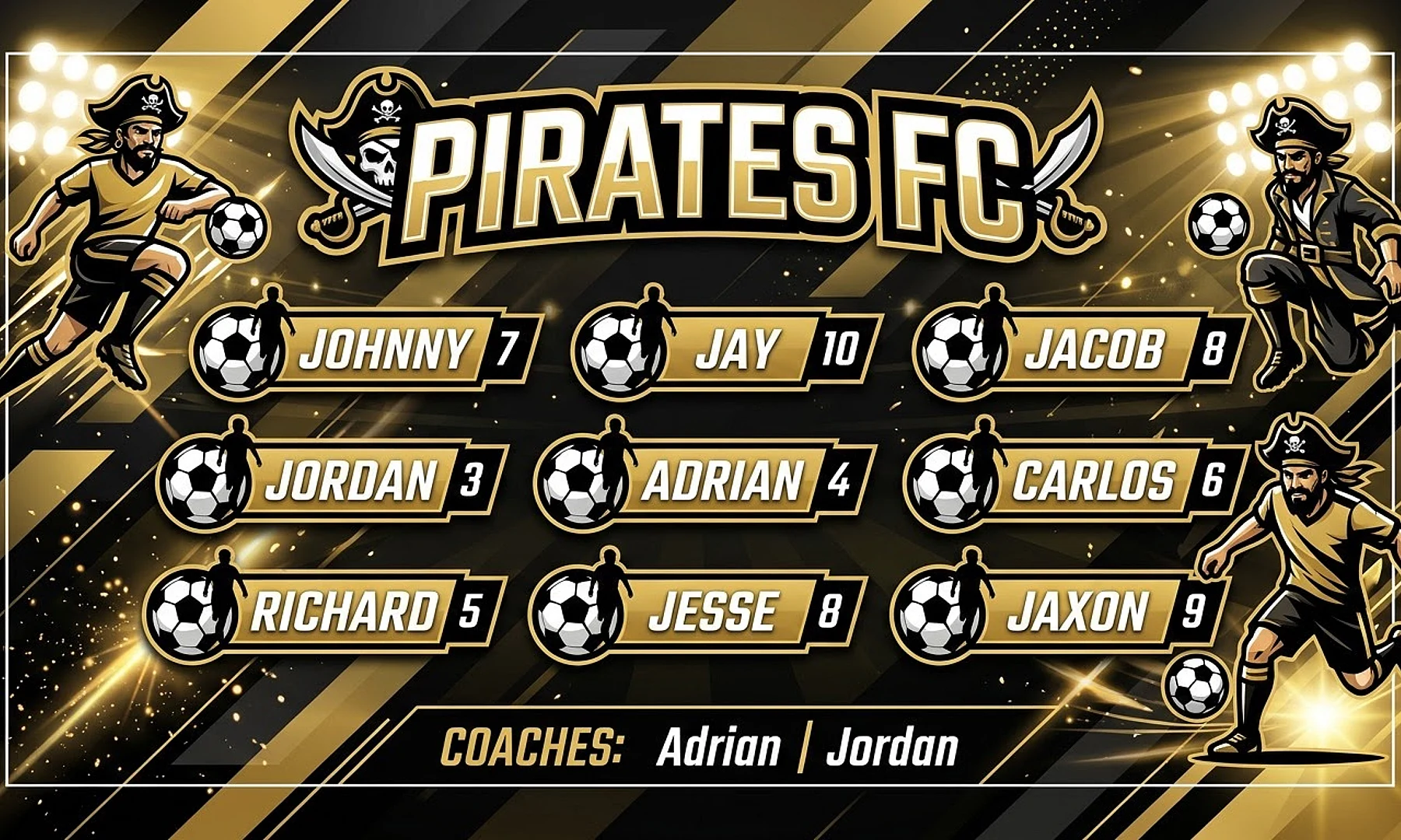 Pirates FC soccer team banner created with AI