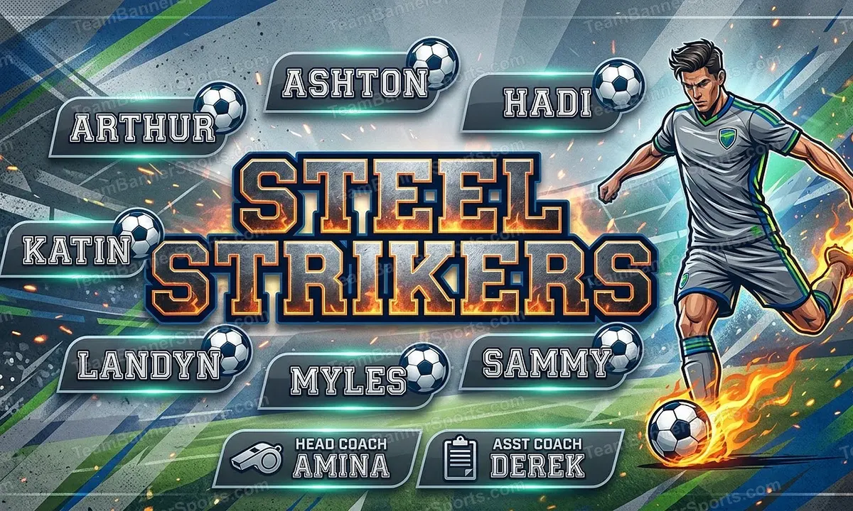 Steel Strikers soccer team banner created with AI
