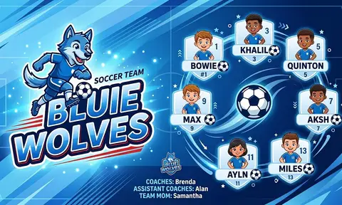 Blue Wolves Soccer AI image template