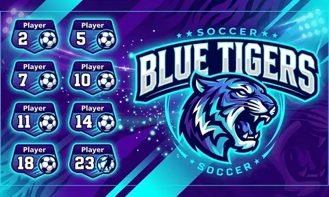 Blue Tigers Soccer AI image template