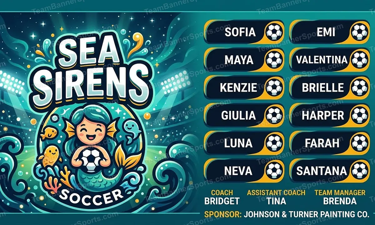 Sea Sirens soccer team banner created with AI
