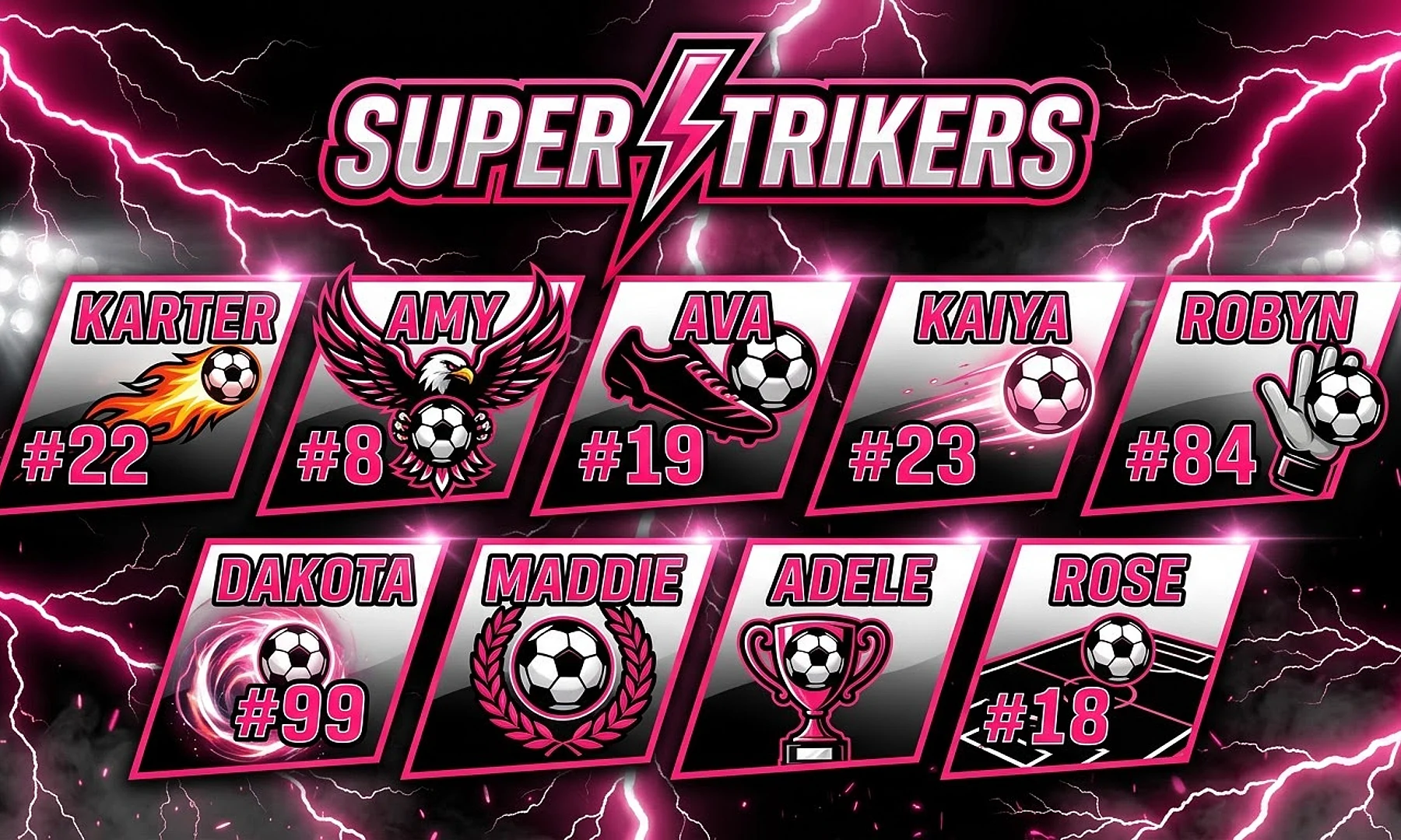 Super Strikers soccer team banner created with AI
