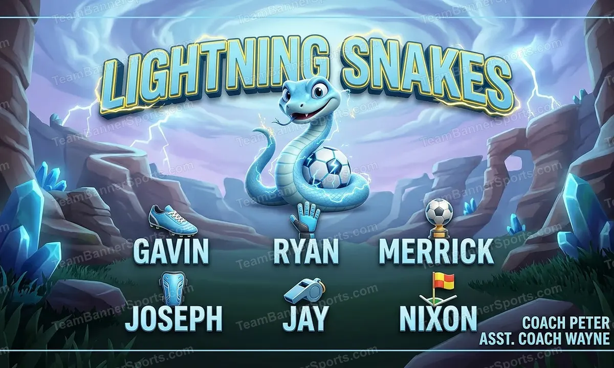 Lightning Snakes soccer team banner created with AI